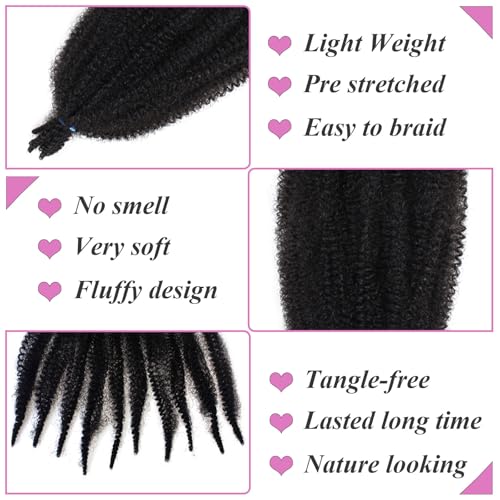 Samtress 12 Inch Springy Afro Twist Hair 8 Packs Black Spring Twist Hair for Distressed Soft Locs Natural Afro Kinky Curly Marley Braiding Hair Pre-Fluffed Popping Spring Twist Extensions (#1B) - Image 3