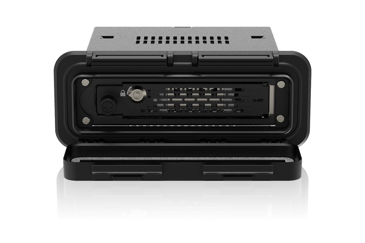 ICY DOCK 1-Bay Hot Swap 2,5 cala SATA III 6 Gbps/SAS 3.0 12 Gbps SSD/HDD obudowa wymienna rama wykonana z metalu ze śrubą radełkowaną i wodoodporną osłoną przednią IPX5 - ToughArmor EX MB491SKL-1B