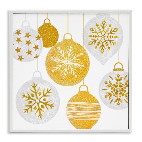 Christmas Baubles Holiday Star Pattern, 24 x 24 Inch Framed Giclée Print