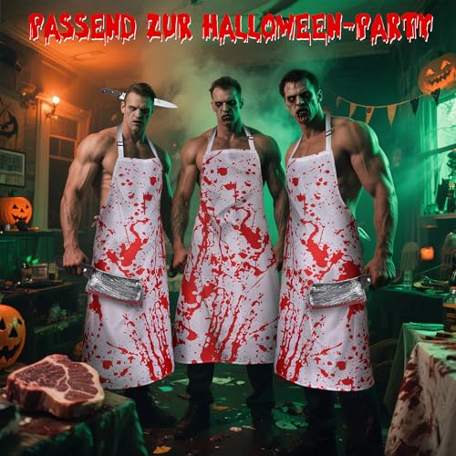 QIURUYUE Halloween Schlächter Kostüm Einstellbar XL-5XL, 10 Tattoo – Ansicht 5