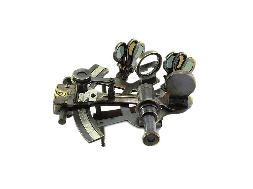Nautical Replica Hub Antique Brass Pocket Sextant London Solid Brass Sextant Marine Gift Astrolabe, 12x11x6cm - Image 2