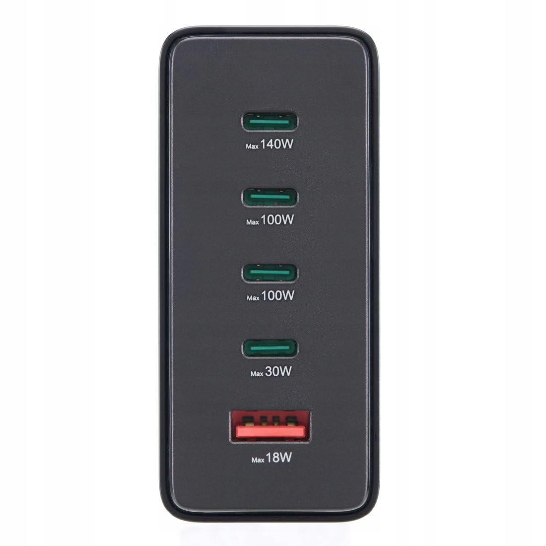 Hama Chargeur USB 240W GaN, 5 Ports, 4X USB-C et 1x USB-A, Charge Rapide Sécurisée, PD + QC 3.0, Détection Auto, Station de Charge Secteur Multiports 5 en 1, Préserve la Batterie, Câble 1.5m, Noir