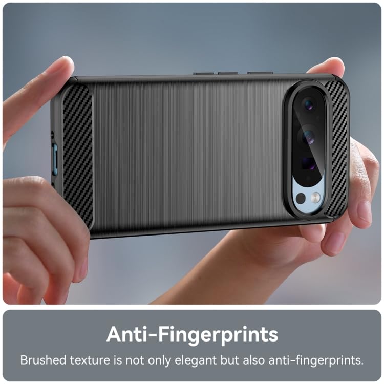 Image of NPRC Hybrid Ultra Slim Protective Case TPU Non-Slip Carbon Fiber Texture Shockproof Case Cover for Google Pixel 9 - Black