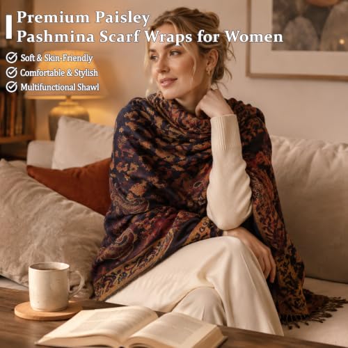 YuiFiare Reversible Paisley Shawl, Large Soft Scarf Wrap for Women — view 3