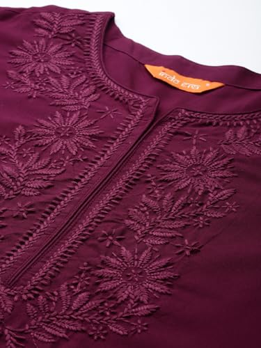 Image of INDO ERA Women's Viscose Rayon Straight Fit Embroide Straight Kurta (KT5WN10032)