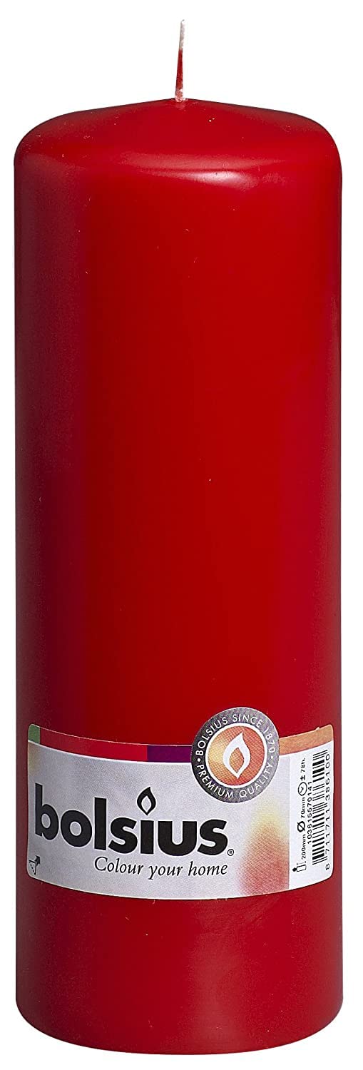 Bolsius Pillar Candle Large , "Red 70 mm Width"