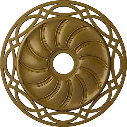 Ekena Millwork CM26LOGLS Loera Ceiling Medallion, Gold, 26 5/8"OD x 4 1/2"ID x 1 3/8"P