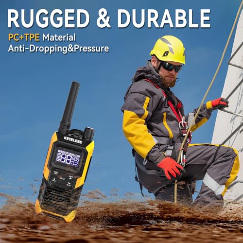 Image of KETELESE T4 Waterproof Radios Walkie Talkies 6 Pack, IP67 FRS Two Way Radio with Headsets and Charging Base, NOAA Weather Alert,PTT,Group,VOX