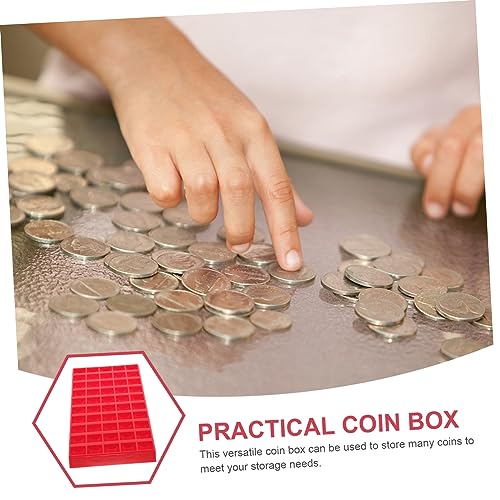 Caja organizadora de monedas color rojo de plástico miniatura 5
