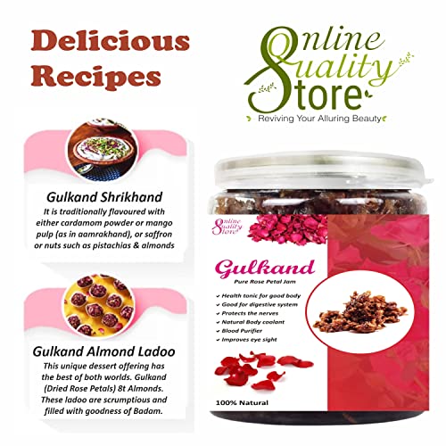 Image of Online Quality Store Natural Gulkand (Rose Petal Jam), 400g | Sun-Cooked Damask Rose Petals & Rock Sugar | Pure Gulkand for Paan