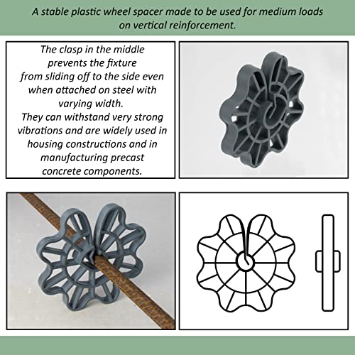 AERZETIX - C65228-50 Stück Bewehrung Keilen für betonstahl von Ø5 bis Ø16-25 mm überdeckung - für vertikale befestigung - schalungszubehör zum einclipsen - aus kunststoff - abstandshalter