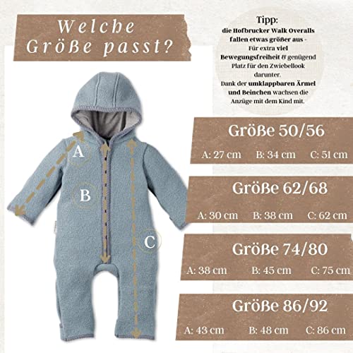 Hofbrucker Merino-Wollwalk Babyoverall (62-68, Waldgrün) – Bild 8