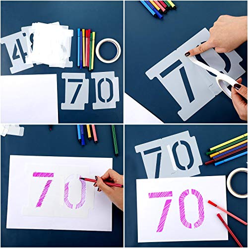 Curb Stencil Kit 0-9 Numbers Stencils Kit 14 Mil Plastic and 4 Inch Tall Numbers with Masking Tape for Mailbox Address Painting (42) - Image 5