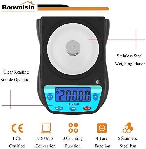 Bonvoisin Digital Lab Scale 600g x 0.01g Precision Electronic Scale LCD Display Analytical Balance Jewelry Scale Scientific Scale 0.01g Accuracy (Blue Original Type)