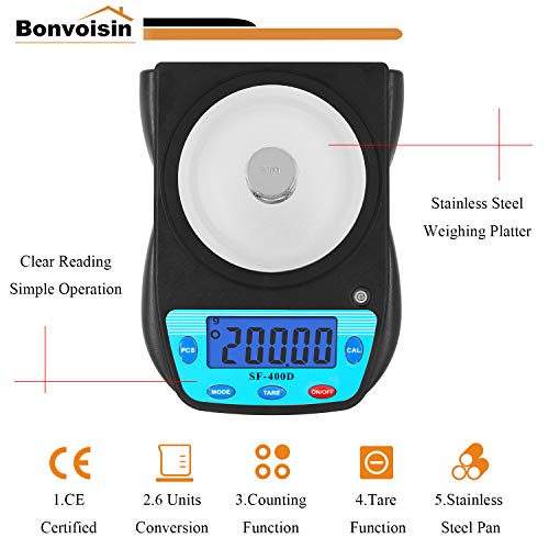 Bonvoisin Digital Lab Scale 600G X 0.01G Precision Electronic Scale Lcd Display Analytical Balance Jewelry Scale Scientific Scale 0.01G Accuracy #TOP1