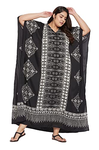 Oussum Plus Size Kaftan for Women Polyester Summer Caftan Swimwear Cover Ups Maxi Beach Dress