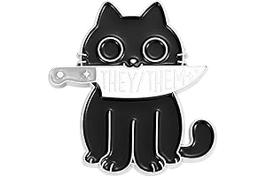 They Them LGBTQ Pin Black Cat with Knife Enamel Pin Cute Animal Enamel Brooch Pin