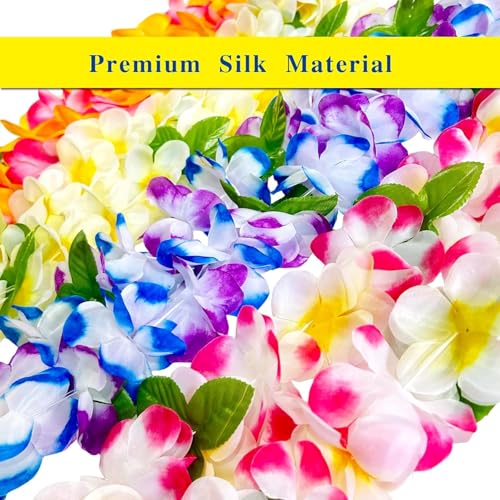 FreshDear 12 Bulk Hawaiian Leis for Adults – Vibrant Artificial Flower Leis for Luau Party, Beach Theme Decorations, Summer Pool Party Favors, Tropical Vacation & Hawaiian Birthday Decor