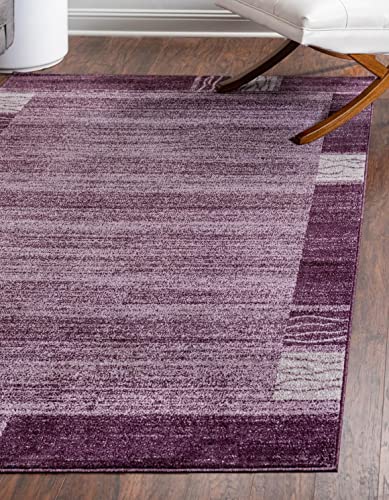 Image of Unique Loom Del Mar Collection Area Rug- Transitional Inspired with Modern Contemporary Design(4' 1 x 6' 1 Rectangular, Purple / Beige)