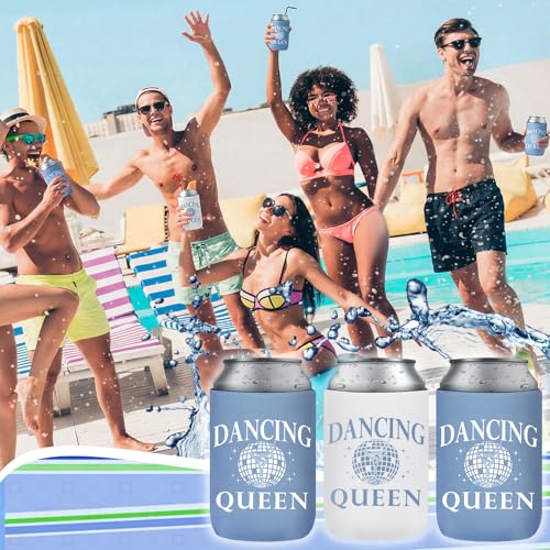 Image of SiliFine 12 Pcs Bachelorette Party Can Sleeves Bulk Coquette Bachelorette Party Decoration Cowgirl Can Sleeves for Bridal Shower Gifts(4 x 2.4 Inches,Dancing Queen)