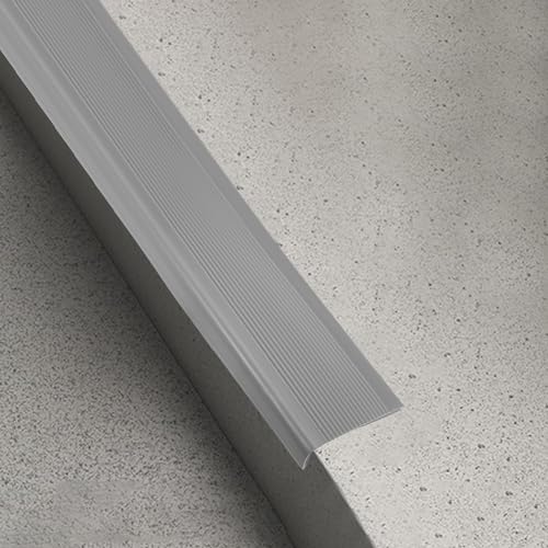 QUARKZMAN 3.2Ft Treppenkantenprofil, 2.5mm PVC Selbstklebender Treppenkanten-Schutz L-Form Treppenabschluss Treppenstufenkantenverkleidung für den Außen- und Innenbereich, Grau.