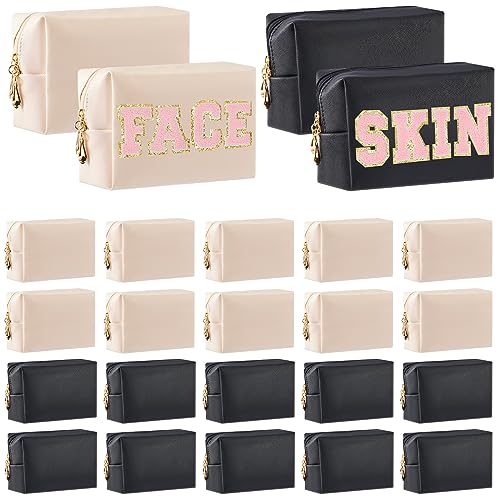 Trousse de maquillage unie : fini les fuites de cosmétiques avec ce lot de 24 étuis en cuir