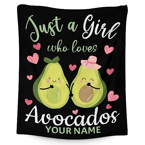 Blanket for Girls - 40"x50" Personalized Cute Avocado Throw Gifts - Black Soft Fuzzy Blankets for Bed, Couch & Living Room