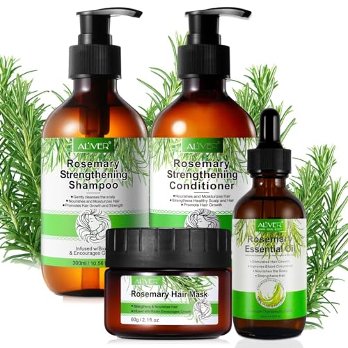 P-Beauty Rosmarino Set 2 – Maschera per capelli 60 g, olio di rosmarino 60 ml, shampoo 300 ml e balsamo da 300 ml, per la crescita dei capelli e del cuoio capelluto, cura dei capelli, shampoo