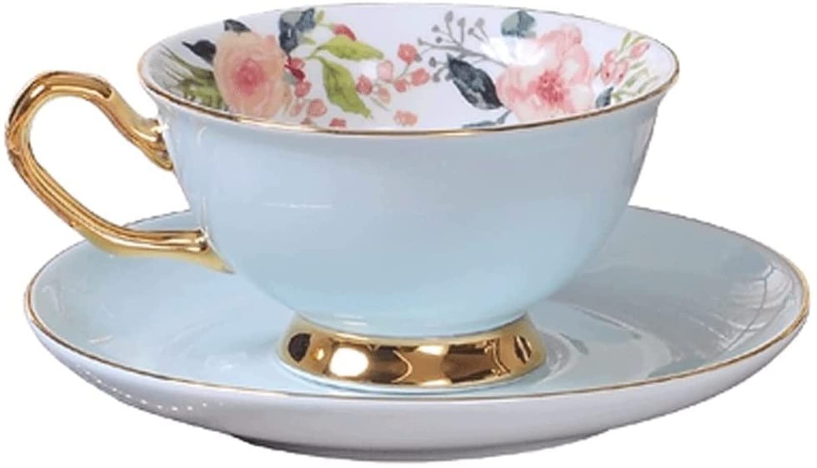 YNIYUJKL Bone China Coffee Cups &Saucer Set Gold Rim Tea Water Cups Beautiful Flower Teacup Ceramic Kitchen Accessories Coffee Cup