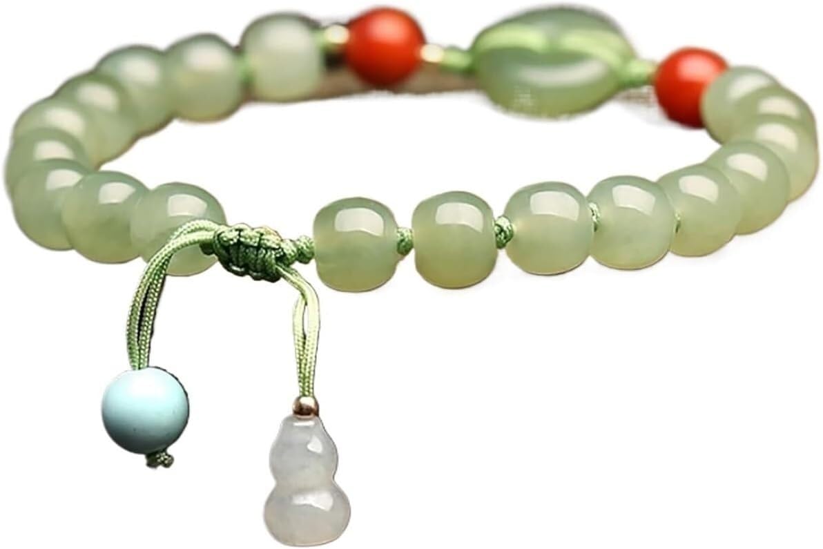 YNIYUJKL Beaded Bracelets Feng Shui Wealth Bracelet Jadeite 7A Hetian Soft Jade Bracelet Green Gemstone