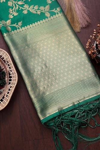 Image of DEVANGI Women's Woven Jacquard Banarasi Silk Printed Dupatta /Chunni with Meena Work, Width 1 Meter, Length 2.5 Meter