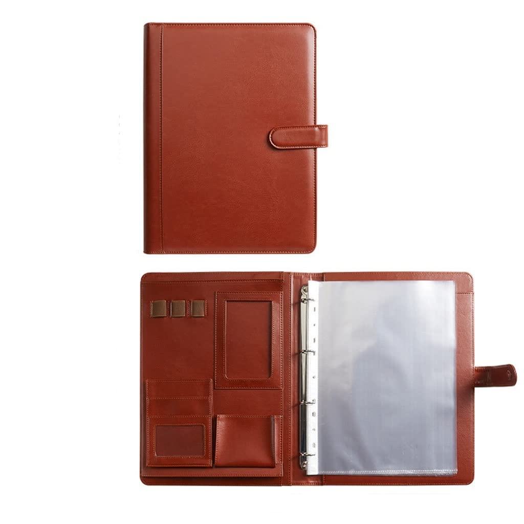 IBOWZ Porte Documents A4 Conférencier Portefeuille Dossier classeur Padfolio avec 4 Anneaux classeur A4 Dossier Bloc-Notes Cahier pour Femmes Hommes Entretien