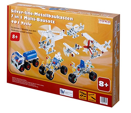Preisvergleich Produktbild TRONICO Metallbaukasten 7 Fahrzeuge 7-in-1 Konstruktionsspielzeug - Mint - STEM - Modellbau - Bauen mit Werkzeug (15)