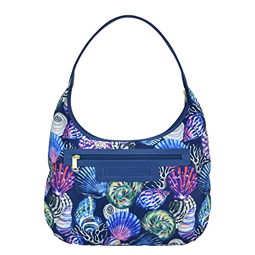 Image of Anuschka Large Sling Hobo - Wanderlust Collection - Nylon Fabric with Genuine Leather Trim and Artwork Print