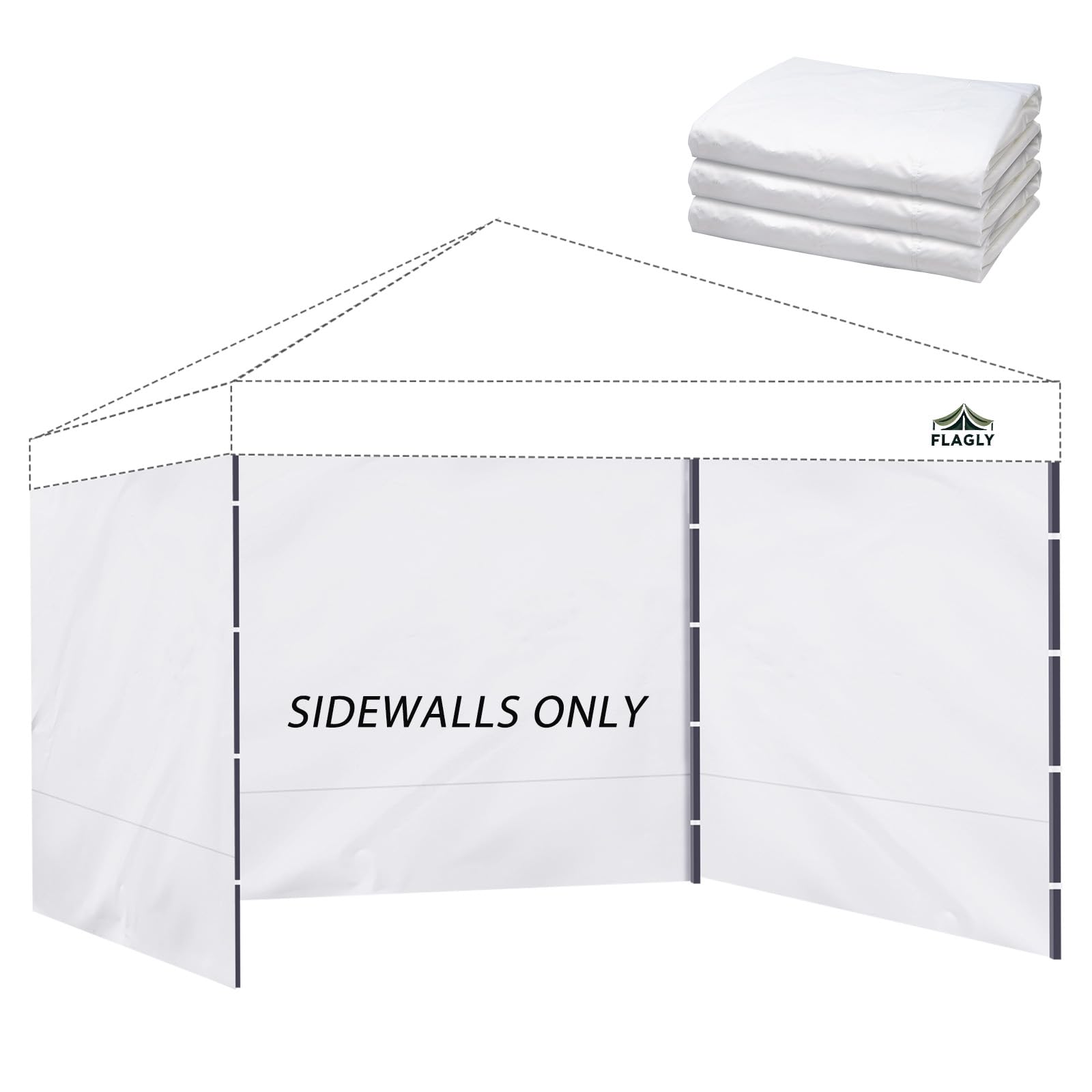 Instant Canopy Sidewalls for 10x10 Pop Up Canopy Tent, 300D Waterproof Material for Outdoor Events, Vendor Booths, and Privacy (Sidewalls Only, Canopy Not Included)(White, 10x10ft-3pcs)