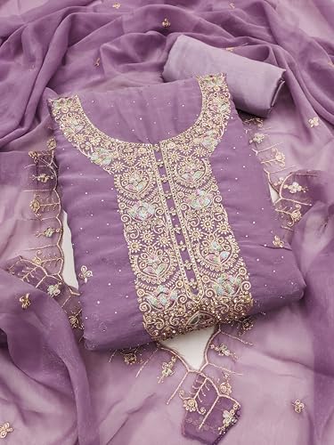 Image of Women's Shimmer Silk Embroidery Work Unstitched Dress Material