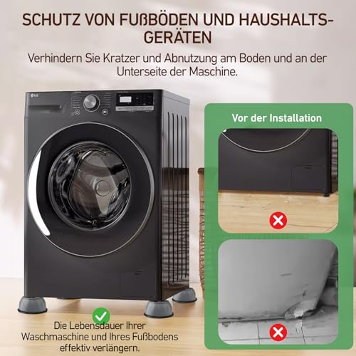 4 Stück Waschmaschine Füße, Anti Vibration Waschmaschine, Waschmaschine Dämpfer, Rutschfest Anti-Vibrations-Waschmaschinenunterstützung, Waschmaschine Anti Vibration Füße Verlängern Ihre Lebensdauer