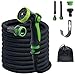 Produktbild Gardessence Flexibler Gartenschlauch | Dehnbar auf 15M | Sprühkopf Aufsatz mit 8 Funktionen | Metall-Wandhalterung und Nylon-Aufbewahrungstasche | Quick-Fix Aufsatzgröße 1 & 3/4 Zoll | Schwarz