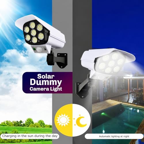 Image of Outside New Step Solar Light Garden Waterproof Stair Deck Pool Patio Fence Gate Yard Floor Step Balcony Sunlight Pathway Solar 77 LED Motion Sensor Security Camera Shaped