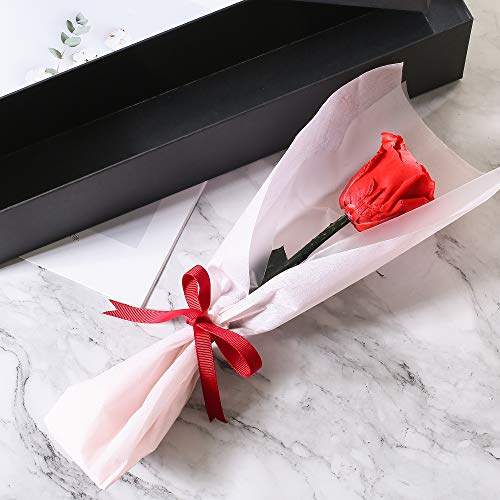 Enchanted Long-Stem Real Preserved Forever Rose Bouquet In Gift Box, Red Rose Single Fresh-Cut Eternity Flower That Lasts Years, Valentine’s Day, Mother’s Day For Her #TOP1