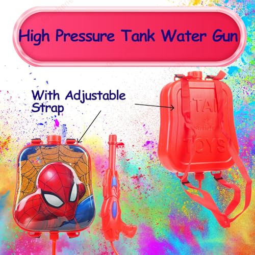 Image of GRAPHENE Red Holi Pichkari Water Gun for Kids 2.9 L Back Holding Water Tank Pichkari with100 Balloon High Pressure Backpack Spray Water Pistol Gun for Boy Girl
