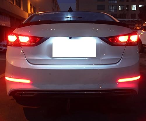 Miniatura 4 de iJDMTOY Luces reflectoras de parachoques LED de lente roja compatibles con Hyundai Elantra Sedán 2017 2018, función como faros antiniebla