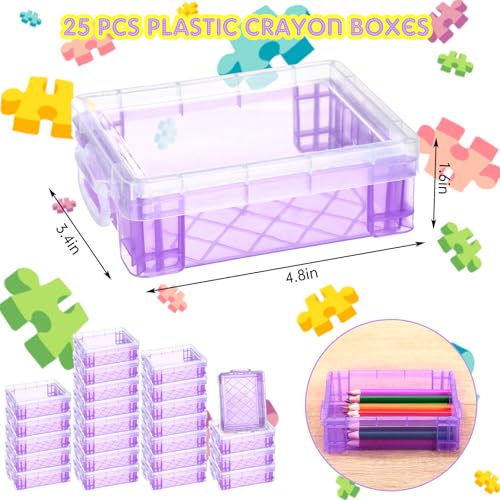 Image of Suzile 25 Pcs Plastic Crayon Boxes Bulk,Purple