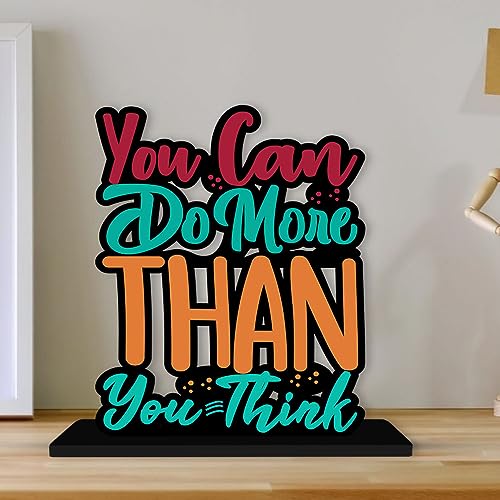 Artvibes Wooden Idols and Figurine You Can Do More Than You Think Quotes Table Decor for Office Desk Showpiece | Home Decoration Item | Living Room | 