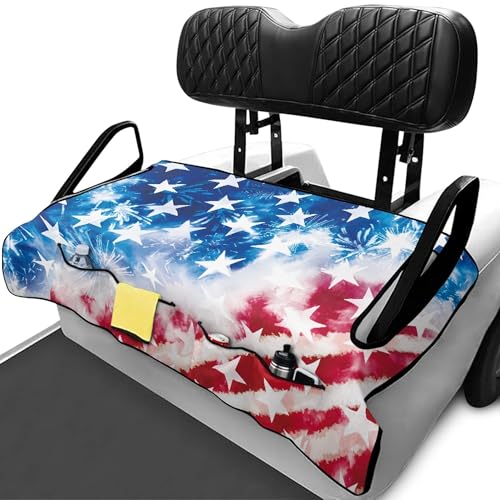 Howilath Art USA Flag Golf Cart Seat Covers, Universal Seat Towel Blanket Protector for 2-Person Seats, Fits EZGO, Yamaha, Icon, Golf Cart Accessories Essentials