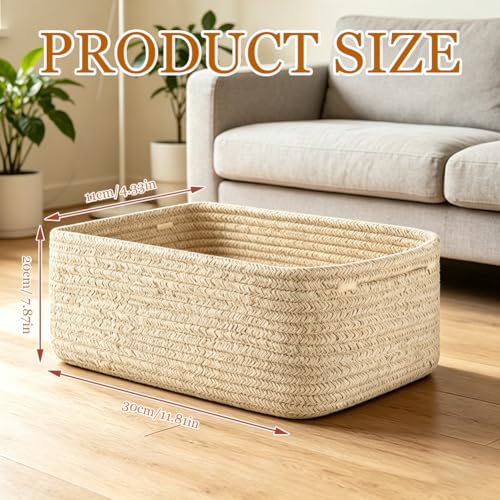Panier de rangement bébé en coton pliable lin pour jouet et bain - 4