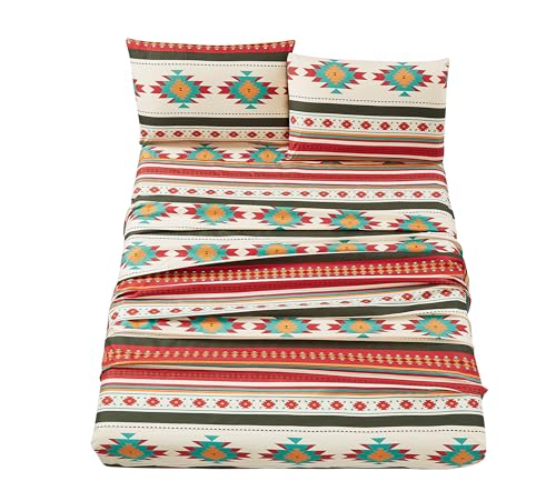 Chezmoi Collection Prescott 4-Piece Southwestern Microfiber Sheet Set, Printed Geometric