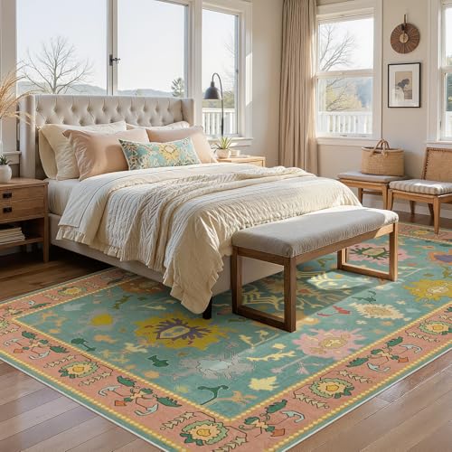 Tapete Joydeco Oushak Lavable para Sala 5x7 miniatura 3