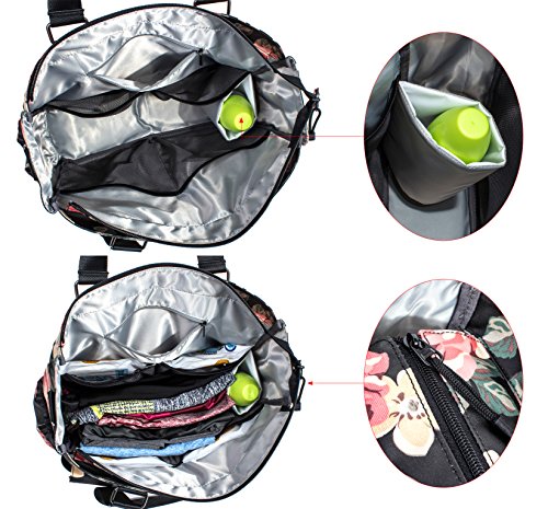 H Hikker-Link Womens Large Floral Waterproof Diaper Bag Weekend Bags Handbag For Mom Tote Changing Pad Dark Blue #TOP5