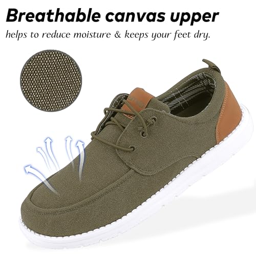 Image of ASITVO Men's Wide Canvas Loafers Slip on Boat Walking Shoes Casual Dress